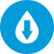 An icon of a drop with a down arrow